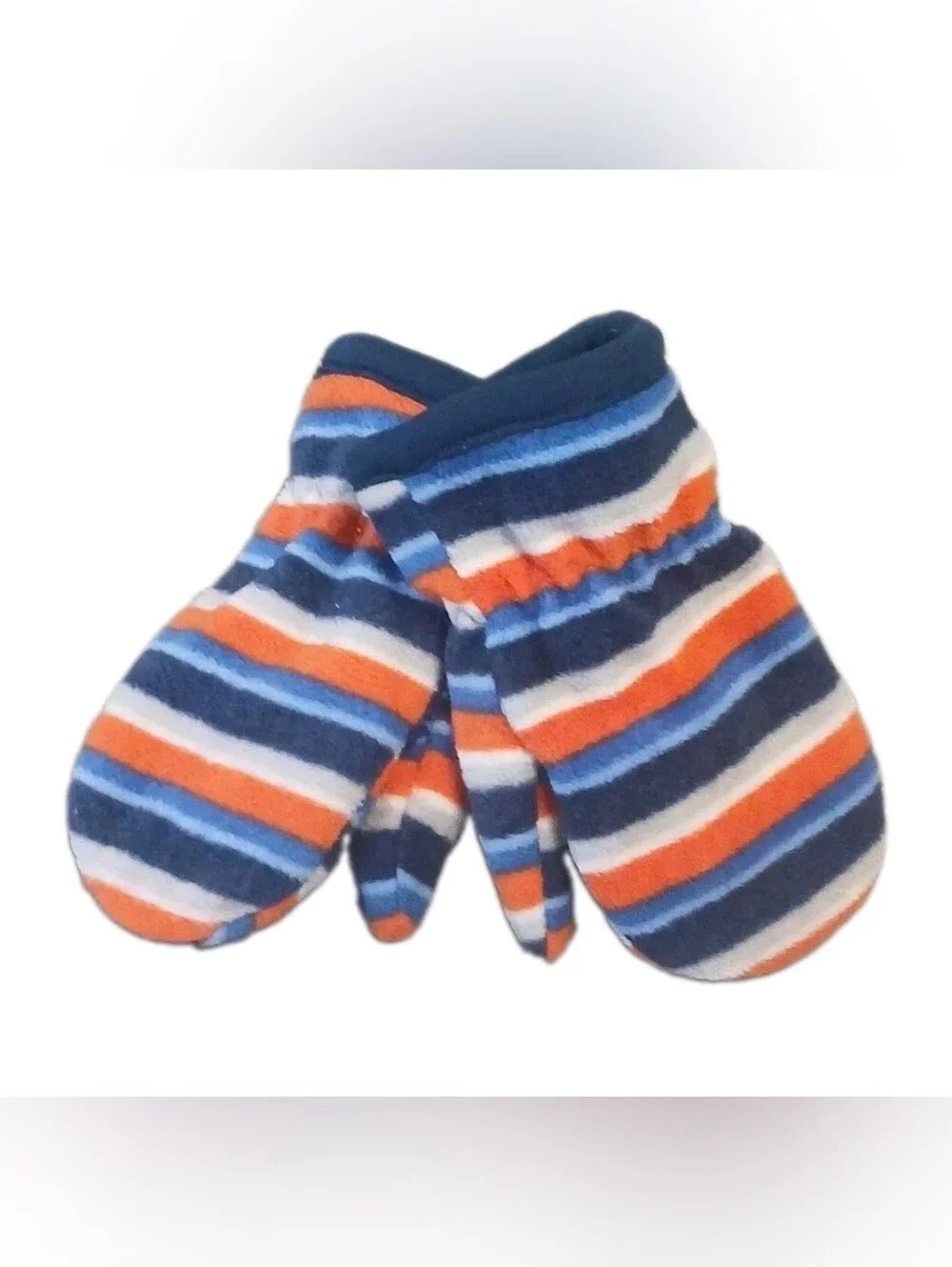 Toby NYC Infant Toddler Hat and Mittens Set Navy Stripes Double Layer Fleece